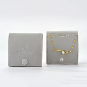 Custom Logo Luxury Small Earring Necklace Bracelet Ring <b>Envelope</b> Flap Foldable Grey Microfiber Jewelry Pouch Bag <b>Gift</b> Packaging - Product Image 4
