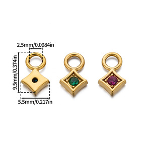 Stainless Steel Square Zircon Pendant DIY Jewelry Findings Small Size Blue Green Purple Rose <b>Red</b> White Plated Accessory <b>Material</b> - Product Image 2