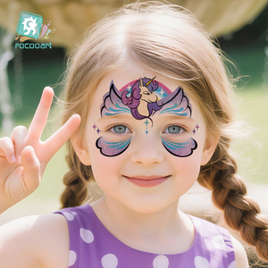 Tatouages temporaires scintillants Licorne Tigre DIY pour enfants, autocollants de tatouage temporaire à paillettes pour le visage pour filles et garçons, idéal pour les fêtes d'anniversaire - Product Image 6