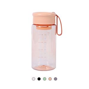 ขวดน้ำพลาสติกใสราคาถูกน่ารักพร้อมสายคล้องคอ ขนาด 600 มล. สำหรับนักเรียนเล่นกีฬา พร้อมที่กรองชา - Product Image 1