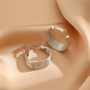 Pendientes dorados exagerados a la moda, pendientes circulares multicapa para mujer, joyería al por mayor N251022 - Product Image 4