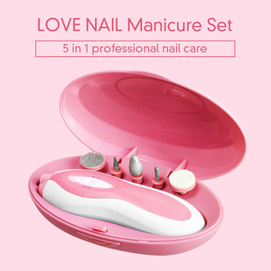Ensemble de fournisseur professionnel de manucure pédicure en plastique perceuse à ongles électrique Machine à limer 5 vitesses outil de soin des pieds à la main <span class=keywords><strong>vernis</strong></span> (rose) - Product Image 4