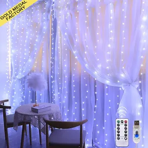 Lights Curtain Light Led Curtains Lamp Outdoor 300 Led Fairy String Light USB Star Christmas Wedding Decor Garland Led Curtain