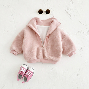 Cappotto per Neonata Invernale Abbigliamento Caldo Top in Pile per Neonato a Maniche Lunghe Giacca con Mezza Cerniera Abiti Autunnali per Bambino - Product Image 2