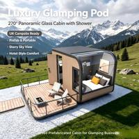 Cabane préfabriquée de 15 pieds, maison capsule moderne avec fenêtre panoramique pour le bord du lac et la montagne