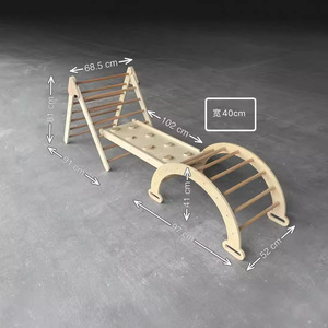 โครงไม้ปีนป่ายสำหรับเด็ก 3 in 1 แบบพับได้ ใช้ได้ทั้งในบ้านและนอกบ้าน ของเล่นฝึกพัฒนาการทางประสาทสัมผัสสำหรับเด็ก - Product Image 4