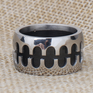 Anillo de Acero de Titanio de 12 mm con Patrón Geométrico, Joyería de Moda para Hombre, Regalo - Product Image 3