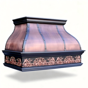 <span class=keywords><strong>Campana</strong></span> extractora de cobre de calibre pesado, hecha a mano, <span class=keywords><strong>con</strong></span> delantal grabado, patina de cobre antigua envejecida a mano, estilo clásico. - Product Image 2