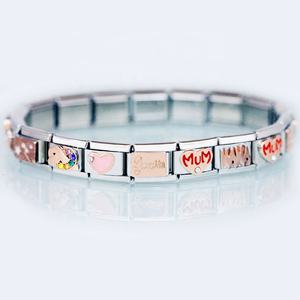 Eslabones clásicos de acero inoxidable, 9MM, placa de oro rosa, nudo, corazón, amor, muñeca, madre, <span class=keywords><strong>hija</strong></span>, brazalete, abalorio italiano - Product Image 3