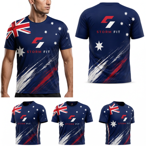 Camiseta Deportiva Personalizada de Manga Corta para Hombre, Sublimada, de Secado Rápido, Cuello Redondo, Corte Holgado, 100% Poliéster, Anti-UV, Transpirable - Product Image 1