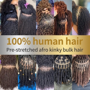 Extensions de tresses en vrac Afro <span class=keywords><strong>Kinky</strong></span> pré-étirées, 100 % cheveux indiens naturels noirs vierges Remy, qualité 8A-12A, vente en gros - Product Image 6