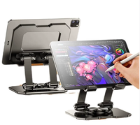 360 °   Support de bureau pliable et rotatif en métal réglable de 4 à 15 pouces pour tablette et téléphone portable, support pour iPad Pro Air Mini