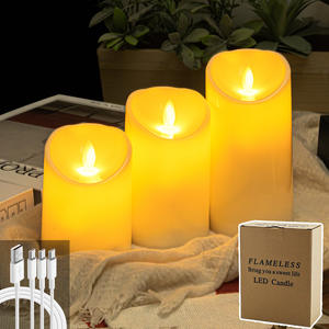 شموع إلكترونية قابلة لإعادة الشحن USB عديمة اللهب ضوء عمود داخلي خفقان - Product Image 5