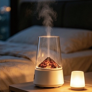 Diffuseur d'arômes ultrasonique en forme de volcan avec lumière LED effet flamme, humidificateur d'huiles essentielles pour la maison, la chambre et le bureau - Product Image 1