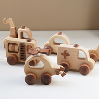 Voiture en bois Montessori pour développer les capacités motrices précoce de la petite enfance, Ambulance, Avion, Mini voiture jouet, Mini véhicule