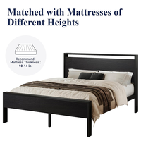 Cadre de lit Queen rembourré avec tête de lit en tissu élégant pour chambres contemporaines, lit plateforme Queen Size