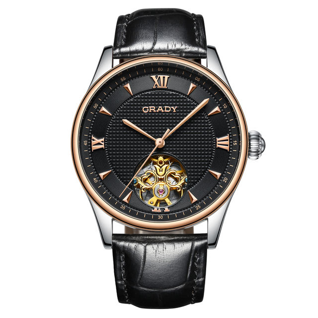 Luxury Classic High Quality Steel Black Tourbillon Skeleton Automatic Mechanical Wrist Watch Men Latest Pointer