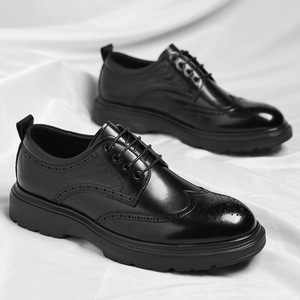 <b>Men's</b> <b>Brogue</b> Carved Business Formal Leather Shoes Low Top Lace-up <b>Brown</b> Casual Leather Shoes for <b>Men</b> - Product Image 1