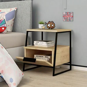 Table de chevet moderne en MDF cadre en métal OEM ODM vente en gros table basse rectangulaire en bois pour chambre à coucher best-seller meubles de maison - Product Image 1