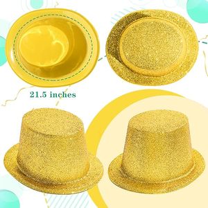 Sombreros de Copa con purpurina Fiesta de disfraces Sombreros de copa de plástico Sombrero de Mago para adultos Suministros de fiesta para niños - Product Image 4
