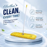 Serpillère plate en coton jaune vif avec design pivotant pour le nettoyage des sols durs domestiques et commerciaux