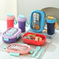 Boîte à lunch pour enfants, écologique, sans BPA, biodégradable, grande capacité, durable, 3 compartiments, en plastique, pour le stockage des aliments