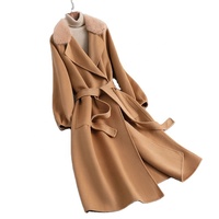 2023 Herbst und Winter Neuer Nerzfellkragen Doppelseitiger Wollmantel Hochwertige Woll-Tweed-Jacke Damen Warmer Überzieher Parka JT3490