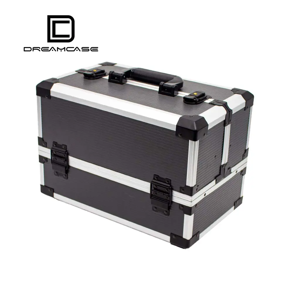 DreamCase valigie professionali di vendita calde 100 materiale Trolley in alluminio borsa da viaggio con guscio rigido pennello per trucco piccolo trucco Orga