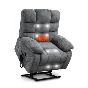 Fauteuil inclinable électrique DB avec chaleur et massage, double moteur, positionnement infini, télécommande, microfibre, mobilier de salon - Product Image 1