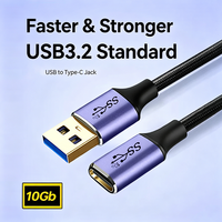 Cable USB-C a USB-A 3.2 de 10 Gbps, Fabricación de Fábrica, Cable USB3.2 Tipo C Hembra a Macho para Computadora, PC, Cargador de Pared
