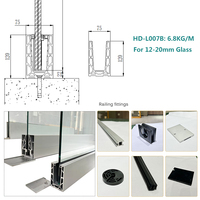Projet de garde-corps en verre américain, terrasse, balcon, main courante, verre feuilleté 6+6 8+8, balustrade en verre, canal en U en aluminium, garde-corps de pont de centre commercial