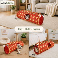 Jouet tunnel pour chat Dragon 91x25x25cm en polyester imprimé 190D avec ouverture latérale, en polaire d'agneau et feutre pour chats d'intérieur