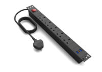 Stop Kontak Ekstensi 6 Lubang 13A dengan Proteksi Lonjakan Arus, Multi-Plug, PDU Saklar, Kabel Tembaga 2M, untuk Rumah, Kantor, Server, Dinding, Aluminium