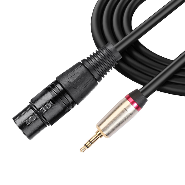 XLR to 3.5mm TRS Stereo Mini Jack Male-Female Balanced 3-Pin Microphone Cable Nickel/Gold Plated Conductors Braided Shielding