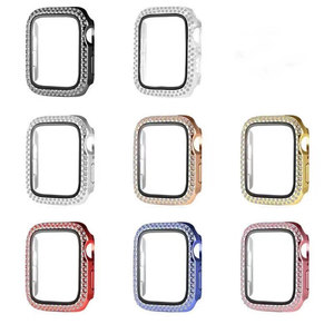Étui de protection rigide en PC avec double rangée de cristaux et diamants pour <span class=keywords><strong>Apple</strong></span> <span class=keywords><strong>Watch</strong></span> Series P 8 7 6 5 4 <span class=keywords><strong>3</strong></span> pour femmes - Product Image 6
