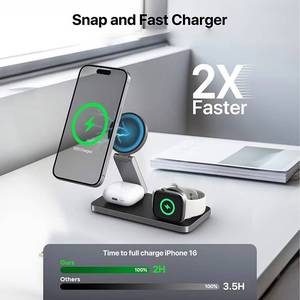 <span class=keywords><strong>Nuevo</strong></span> Cargador Inalámbrico Portátil 3 en 1 para <span class=keywords><strong>iPhone</strong></span> 15 Pro Max 16, para Teléfonos Móviles, Auriculares y Relojes, Base de Carga de 15W - Product Image 2