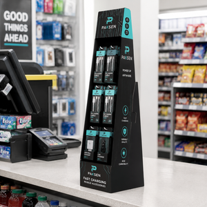 Support d'affichage en carton ondulé pour produits électroniques numériques, présentoir écologique avec impression de logo personnalisée pour les accessoires mobiles en magasin - Product Image 3