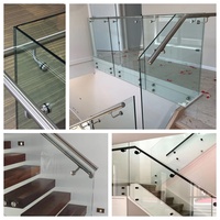 Support de main courante en acier inoxydable brossé de qualité supérieure, bord arrondi, deux trous, résistant à la rouille et à l'eau, pour escalier, centre commercial, verre