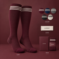 Chaussettes de compression sportives à soutien gradué pour mollets larges, motif rayé, logo assorti, emballage, échantillon, homologation