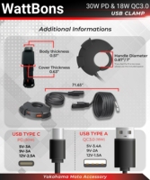 Cargador de teléfono para manillar de motocicleta, cargador USB tipo C PD de 30W y QC3.0 de 18W, toma USB dual impermeable para ATV, para teléfono, tableta y GPS