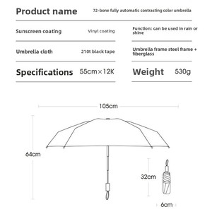 Sturdy Fully <b>Automatic</b> Business Gift Sunshade <b>Umbrella</b> Women Men's Dual-Use Sun Rain Foldable Large Classic Design - Product Image 2