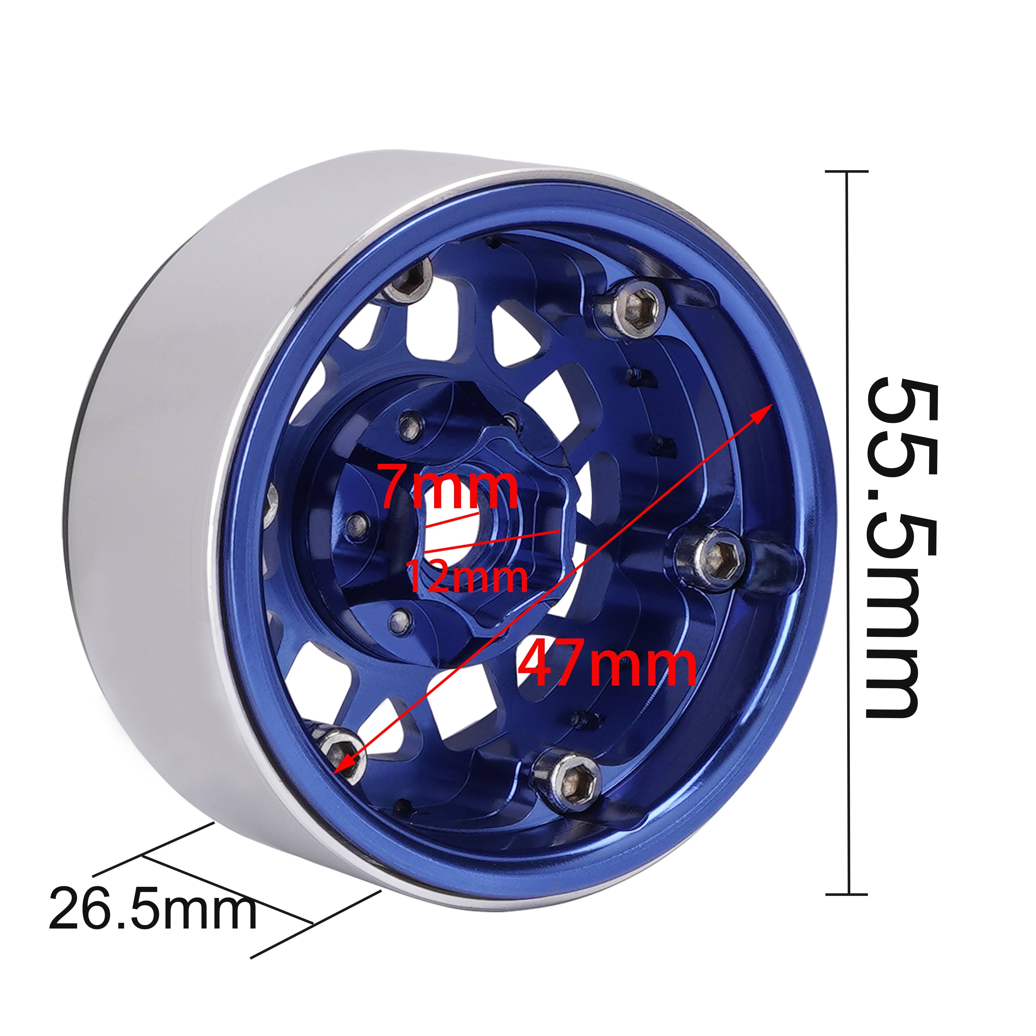 thumbnail image 2 of 4Pack 1.9" Beadlock Wheels Blue - Metal Rims For TRX4 SCX10 RC Crawler Cars 2 of 10