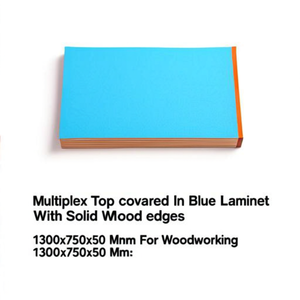 Planche Fami Multiplex recouverte d'un stratifié bleu avec bords en bois massif 1300x750x50 mm pour bancs de travail en bois - Product Image 3