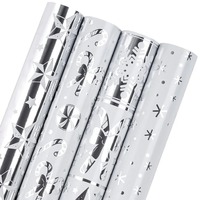 Papier d'emballage personnalisé écologique recyclable à thème de Noël, métallisé, enduit de PE, double face, rouleau de 30 pouces