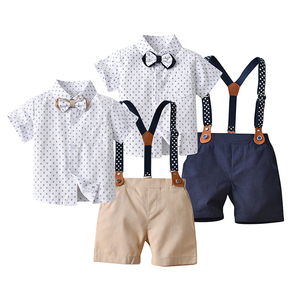 Ensemble de vêtements pour bébés garçons, 2 pièces, coton doux, de haute qualité, pour l'été, tenue de fête, petits pois, costumes pour enfants - Product Image 1