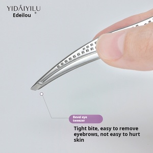 Populaire gekantelde zilveren wenkbrauwpincetten, precieze trimtool, modieus en elegant uiterlijk voor hoogwaardige gebruikers, stabiele vraag. - Product Image 5