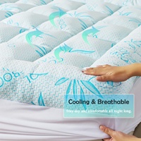 Surmatelas personnalisé en mousse à mémoire de forme, épaisseur 5 pouces, rafraîchissant, matelassé, portable, respirant, avec couche d'air en viscose de bambou et jupe de lit