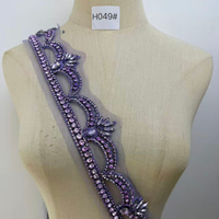 WTP-1564 Keering – Applique de luxe faite à la main avec broderie de perles et strass à coudre pour robe de soirée