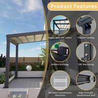 Abri de voiture rétractable en aluminium avec toit imperméable, gazebo autoportant pour stationnement extérieur