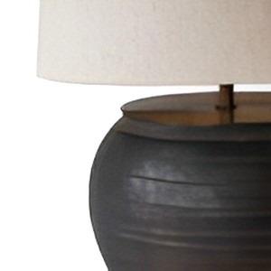 Lampe de table en argile artisanale moderne Madera avec abat-jour en tissu naturel, éclairage rustique écologique pour Diwali, salon, chambre à coucher - Product Image 2